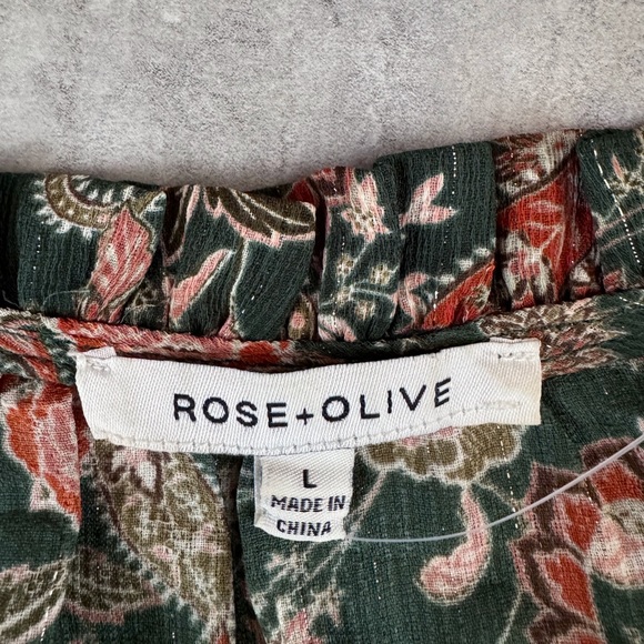 Green & Gold Peasant Top by Rose & Olive - LG - Picture 8 of 8